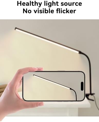 2 Pack LED Desk Lamp with Clamp, Dimmable Clip on Light for College Dorm Room, Eye-Friendly Reading Study Lamp for Students, Flexible Gooseneck Bedside Light, Home Office Desk Lights Bedroom