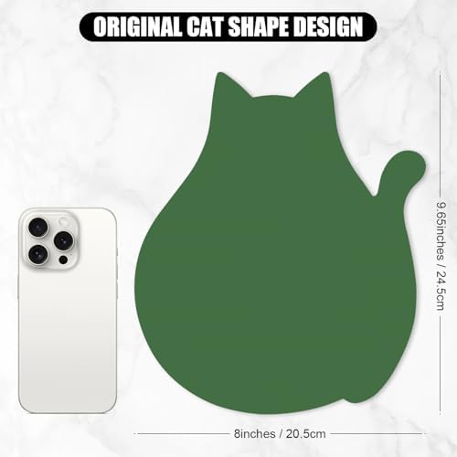 Funny Mouse Pad Cute Cat Shape Office Desk Accessories Decor for Women 9.65 x 8 Inch Small Mousepad with Non-Slip Rubber Base Washable Waterproof, Forest Green