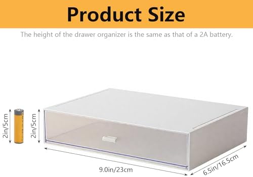 Desk Organizer with Drawers Stackable Storage Drawers, Plastic Compact Desk Storage Box Great for Office School Home Small Space- 1drawers (White)