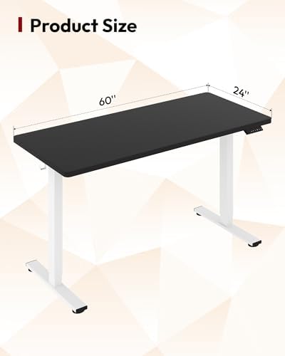 SANODESK One-Piece 1'' Thick Height Adjustable Standing Desk 60''x24''