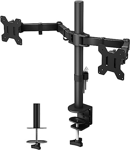 BONTEC Dual Monitor Desk Mount, 13-27 Inch, 22lbs, VESA 75x75/100x100,Black