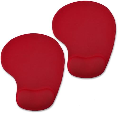 Mouse Pad with Wrist Support, 2-Pack Ergonomic Mousepad with Wrist Rest, Gaming Mouse Pad with Non-Slip PU Base, Relieve Pain Relief, for Home Office Computer Laptop, Red