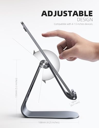 Lamicall iPad Stand Adjustable Tablet Holder, Sturdy Aluminum, Multi-Angle