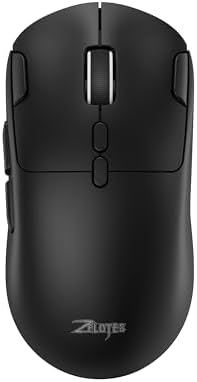 zelotes Gaming Wireless Mouse, Bluetooth Rechargeable with 9 Programmable Buttons,Ultra-Light 60g, 24,000 DPI, BT/USB 2.4G / Type-C, Ergonomic Optical Mouse for Laptop, PC,Office and Gamers (Black)
