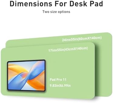 Aothia Faux Leather Desk Mat - Non-Slip PU Leather Desk Blotter, Waterproof Writing Surface, Large Desk Pad for Office & Home (Foam Green, 55" x 17")