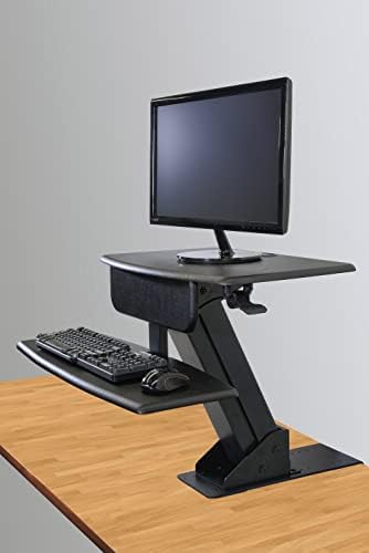 Kantek Standing Desk Converter, Clamps to Desk for Stability & Space, Adjustable Upto 23", Sit to Stand Home Office Workstation, Grommet Hole, Black,STS800