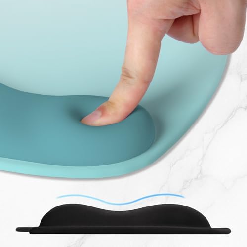 ITNRSIIET Ergonomic Mouse Pad, Cushioned Gel Wrist Rest, Non-Slip Base, Smooth Surface, Compatible with All Mice for Office & Gaming, Desk Accessory, 9.5 x 8.2 inch, Light Green