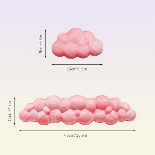 Cloud Wrist Rest, Memory Foam Palm Rest with Non-Slip Base for Ergonomic Keyboard - Soft Wrist Rest for Office, Computer, Laptop, Gaming - Pink