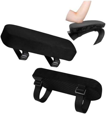 Office Chair Armrest Covers – Memory Foam Armrest Pads Ergonomic Forearm Support Pillow with Non-Slip Cushion for Office Chairs Gaming Chairs Wheelchairs (Black, Set of 2)