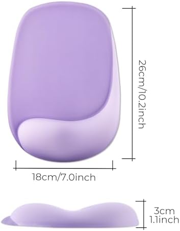 Mouse Pad with Wrist Rest Support, Ergonomic Mousepad with Comfortable Gel Cushion, Gaming Mouse Pad with Non-Slip PU Base, Relieve Pain Relief, for Home Office Computer Laptop, Purple