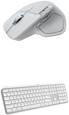 Logitech MX Master 4 for Mac Ergonomic Wireless Bluetooth Mouse with Haptic Feedback + MX Keys S for Mac Wireless Bluetooth Keyboard with Backlit Low Profile Keys - USB-C, MacOS, iPad OS-White Silver