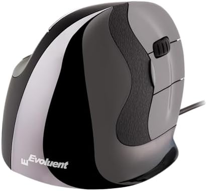 Evoluent – Inventor of The Vertical Mouse – VMDL Ergonomic Vertical Mouse Right Hand Large Wired USB, Sculpted for Comfort, Reduces Wrist Strain, 4 Speeds, 6 Customizable Buttons in Windows