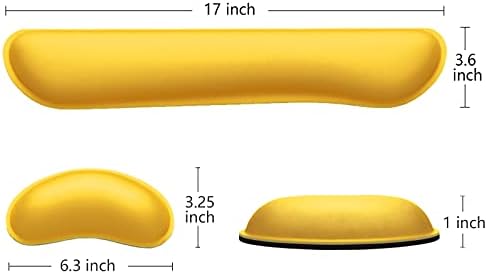 Dapesuom Enlarge Keyboard Wrist Rest, Memory Foam Wrist Cushion for Desk Mats Support, Cute Typing Pain Relief Keyboard Mouse Pad Rests Set with Non-Slip Base for Gaming Laptop Office, Apricot Yellow