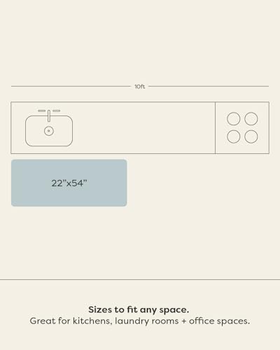 House of Noa Nama Standing Mat – Anti-Fatigue Kitchen Mats for Floor, Cushioned & Non-Slip Kitchen Comfort Mat for Standing, Thick Foam Anti-Fatigue Mat for Kitchen & Workspaces, Fawn Silver 22" x 54"