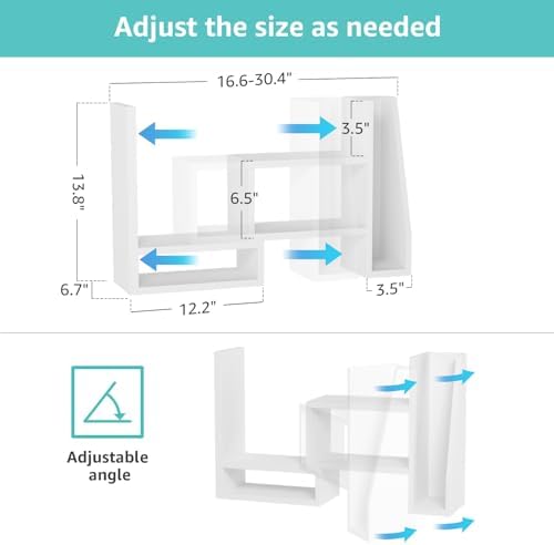 Desktop File Organizer Desk Organizer Shelf - White Office Organization Shelves for Top of Desk Organizers and Accessories Corner Bookshelf Table Top Shelving Small Hutch Decorations for Women Office