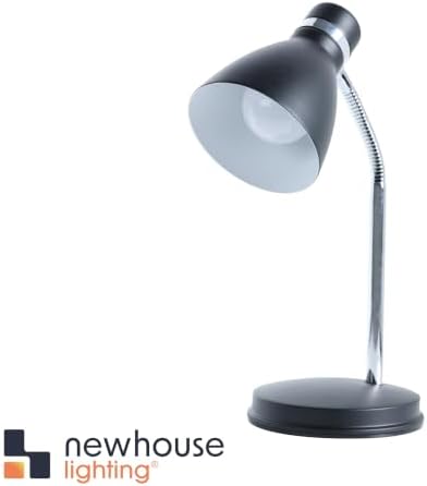 Newhouse Lighting NHDK-OX-MBK Oxford Matte Black Metal Flexible Classic Desk or Table Lamp for Office or Bedroom Use