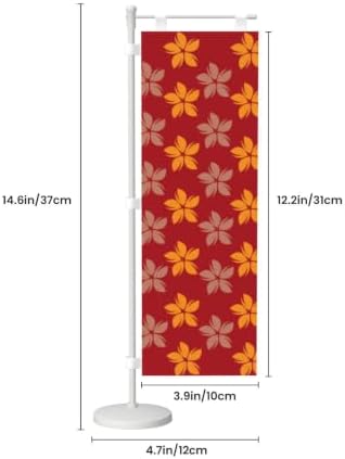 Burgundy Yellow and Grey Floral Deluxe Desk Flag Set, 12 x 4 Inch Miniature Table Flag with 14" Pole & Stand Base