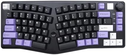 A75 Alice-Layout Mechanical Keyboard with Rocker and Knob,Hot Swappable Triple Mode Gaming Keyboard with Cute Cat Keycaps for Win/Mac,Gasket,RGB Backlight,4000mAh Battery (Black Purple)