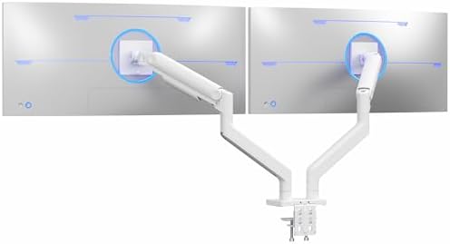 VIVO Heavy Duty Dual Ultra-Wide Monitor Tension Arm, Up to 45 inch Screens, Holds 44 lbs per Arm, Premium Desk Mount Monitor Stand for 2 Ultrawides, White, STAND-V200VW