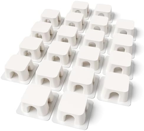 Magnetic Cable Organizer – Desktop Multipurpose Cord Keeper & Cable Management Clip for Home & Office (White Block 20Pcs)
