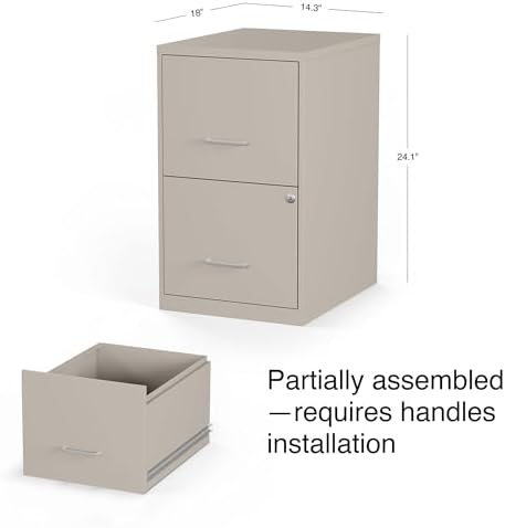 Staples Vertical File Cabinet, 2-Drawer, Letter/Legal, Locking, Putty