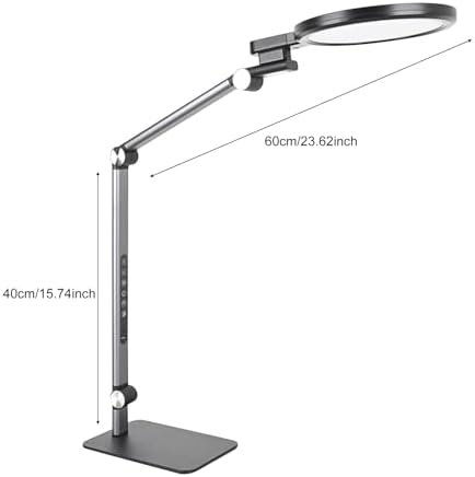 Full Spectrum Eye Care LED Desk Lamp, Foldable 4 Axis Rotation, 5 Colors 5 Brightness Levels, 45Min Timer Dual USB Charging Port for Study Office Reading (US Plug)