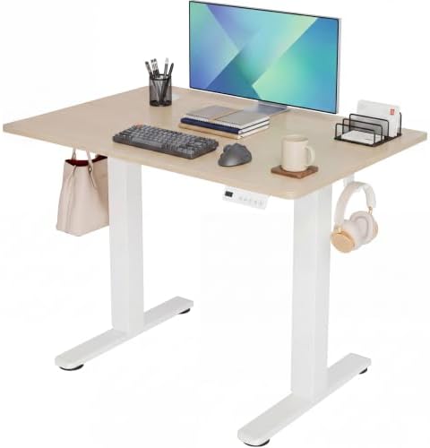 Claiks Electric Standing Desk 35x20 Inch Adjustable Desk, Nature