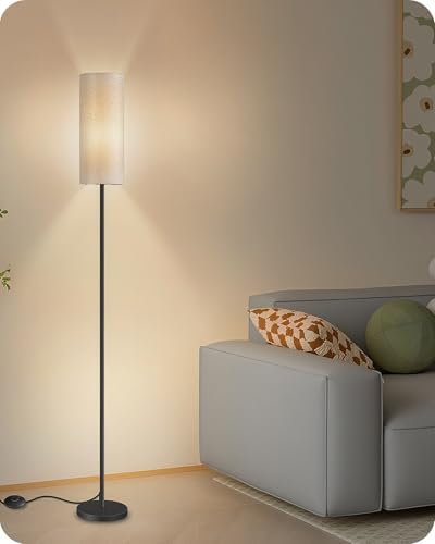 2 Pack Floor Lamp, Pole Lamp with Foot Switch, Modern Standing Lamp, Minimalist Freestanding Lamp (Bulb Not Included), for Living Room, Bedroom Office, Black and Beige, E16LDP205