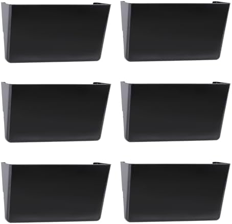 EASEPRES 6 Pack Black Plastic Single Pocket Hanging File Organizer, Wall Mount Paper Mails Magazines Holder, Mounted Folder Bins for Office School and Home, 12.99x4.13x7.48 inches