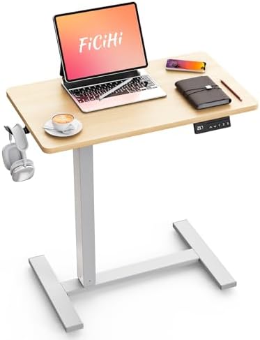 FiCiHi 28 Inch Small Electric Standing Desk, Adjustable Mobile Laptop Desk