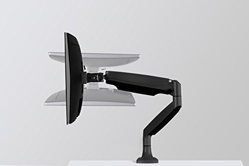 Mount-It! Single Monitor Arm Desk Mount with Gas Spring, Height Adjustable Monitor Stand for 13–32 Inch Screens up to 20 lbs, VESA 75x75 & 100x100, C-Clamp & Grommet, Sit-Stand Desk Compatible