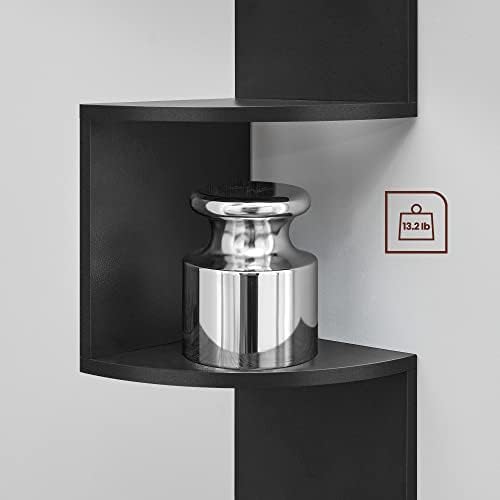 VASAGLE Corner Shelf Wall Mount, 5-Tier Floating Corner Bookshelf