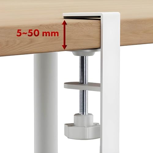 Maclean Adjustable Under Desk Cable Holder Organizer | Clamp Mount | Cable Management for Home Office Gaming | 5kg Load Capacity (White, 1 Tier/Length: 433-728mm)