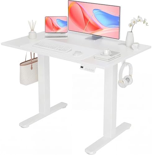 YDN Electric Standing Desk, 40x24 Inch, White