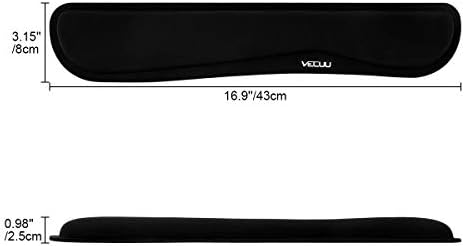 VECUU Keyboard Wrist Rest, Pad with Ergonomic Raised Memory Foam for Easy Typing & Pain Relief, Anti-Slip Wrist Support Suit for Computer, Laptop, Office, PC Gaming (Black)