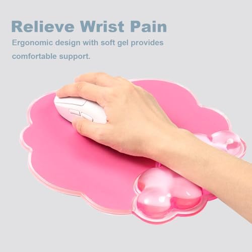 Pink Cloud Gel Wrist Rest for Keyboard and Mouse - Ergonomic Mouse Pad