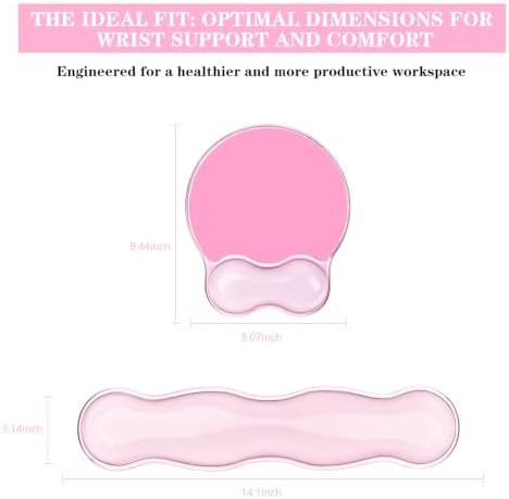 Gel Wrist Rest for Keyboard and Mouse Pad Set - Clear Pink