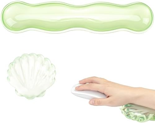 Gel Wrist Rest for Keyboard and Mouse - Green Soft Ergonomic Silicone Wrist Rest, Clear Cute Desk Accessories for Gaming, Computer, Laptop