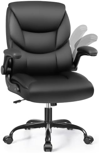 PU Leather Office Chair, Comfy Executive Chair with Flip-up Arms
