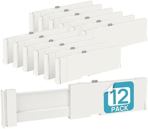 Vtopmart 4" High Drawer Dividers for Clothes, 11.3"-17" Expandable, 12 Pack