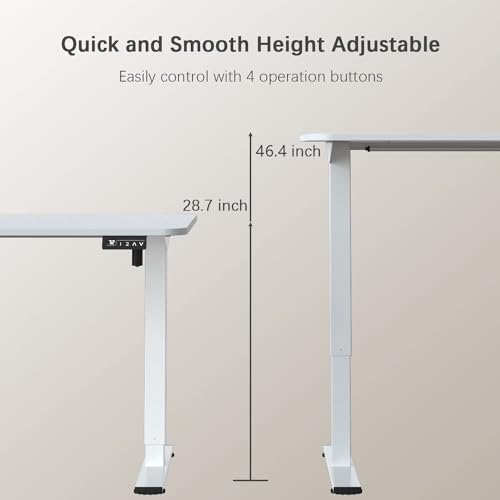 Furmax Electric Height Adjustable Standing Desk Large 40 x 24 Inches Sit Stand up Desk Home Office Computer Desk Memory Preset with T-Shaped Metal Bracket, White