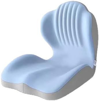 Ergonomic Memory Foam Seat Cushion with Lumbar Support, Posture Corrector for Office Chair (Grayish Blue)