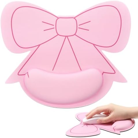 Sabary Pink Mouse Pad with Wrist Rest Pink Bow Ergonomic Gel Mouse Pad