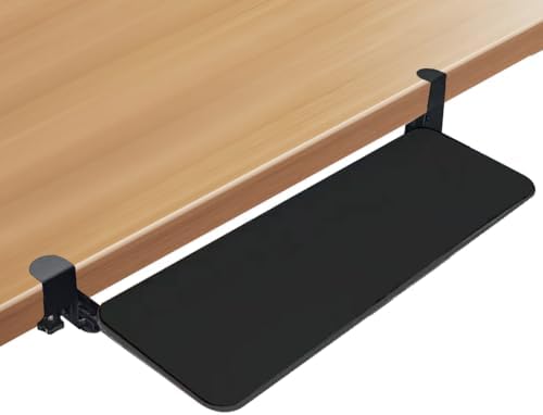Keyboard Tray Under Desk with C Clamp Mount Slide Out Computer Keyboard Drawer Height Adjustable Under Desk Keyboard Drawer Slide-Out Platform Computer Drawer