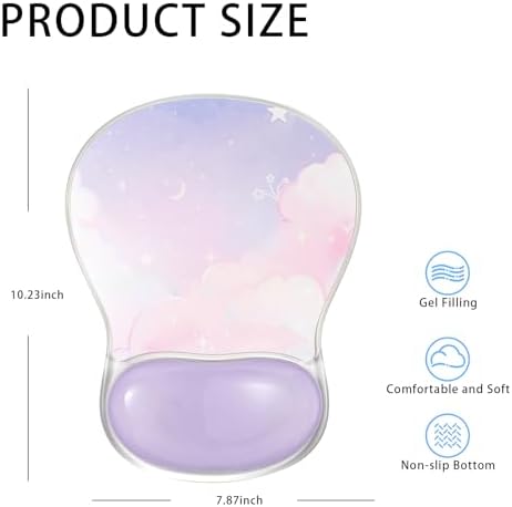 Purple Ergonomic Gel Mouse Pad Wrist Support, Ease Wrist Pain PC Laptop