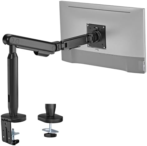 Hexcal Single Monitor Arm, Up to 35 inches Monitor Mount, 11 kg (24.2 lbs) with Built-in Cable Management and Free VESA 75x75mm or 100x100mm - Black