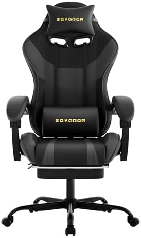 Ergonomic Gaming Chair,A Versatile 3-in-1 Video Game Chair for Work, Study, and Gaming,Features an Adjustable Backrest, Footrest, and Linked Armrests Office Chair for Adults,BlackGrey