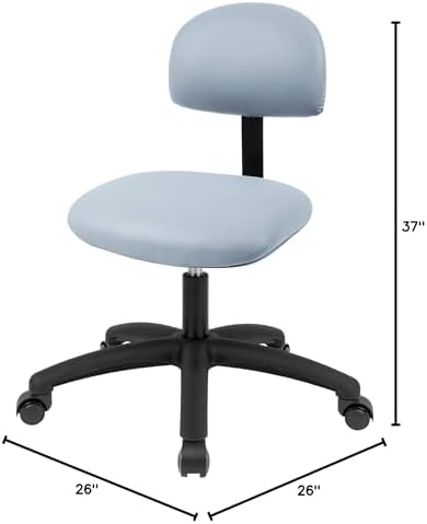 FSS Series Square seat Medium (19"-27") seat Height Chair. Vinyl-for Office, Garage, Desk, Shop, Computer, Doctor, Medical, Easy to Clean! (Gray, Medium, Self Braking Casters)