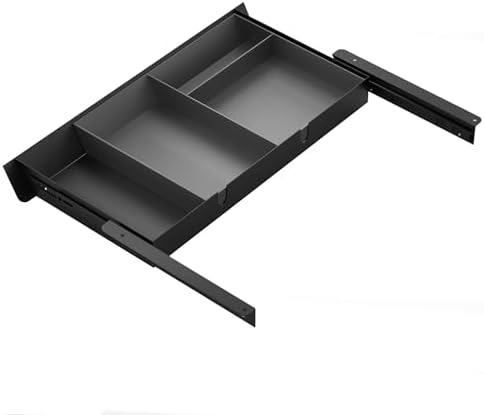 Under Desk Drawer with Removable Tray, 22.4" Wide 2-in-1 Organizer – 60° Ergonomic Tilt, 4-Compartment Insert for Pens, Phones & Cables, Ball Bearing Slides, for Home Office & Student Desk
