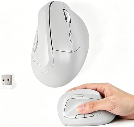 Wireless Ergonomic Vertical Mouse - Silent Clicks, Comfortable Grip & Carpal Tunnel Relief - Ideal for Office Work, Home Use & Multi-Device Compatibility (Gray)